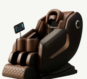 Fotoliu de masaj Shiatsu cu comanda vocala AI, Zero Gravity si incalzire lombara, Maro