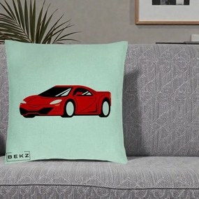 Perna Personalizata Masina Sport Rosie Grafic, 40x40 cm, Verde Menta, Husa Detasabila, Perna Inclusa, BEKZ®