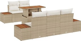 vidaXL Set de canapele pentru grădină 6 pcs Bej Rattan poli