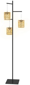 Outsunny Lampă de Exterior Solară cu 3 Lumini în Stil Boho cu Bază Pătrată, 45x45x178 cm, Negru | Aosom Romania