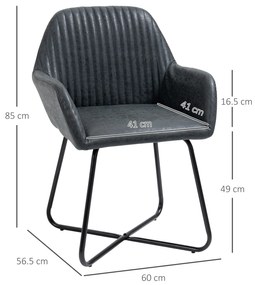 HOMCOM Set 2 Scaune Moderne pentru Sufragerie Tapițate în Piele Ecologică, 60x56,5x85 cm, Negru | Aosom Romania