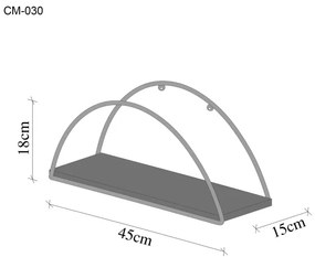 Raft de perete 45x18 cm stejar/auriu