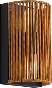 Lampă de perete Japandi portocalie cu negru și frânghie IP44 - Jayla