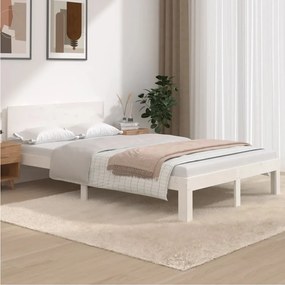 810491 vidaXL Cadru de pat, alb, 120x200 cm, lemn masiv de pin