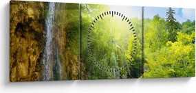 Tablou - cascadele în djunglă (cu ceas) (90x30 cm)