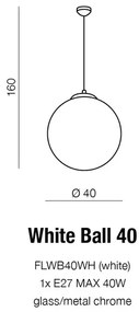 Lustra / Pendul stil modern 40cm Ball alb
