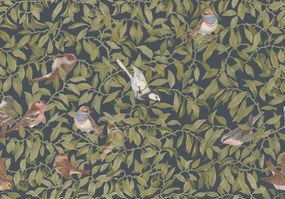 Fototapet, Backwood Birds, Albastru, Rebel Walls