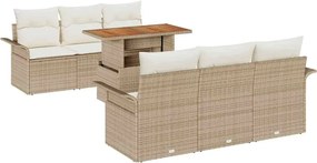 vidaXL Set de canapele pentru grădină 7 pcs Bej Rattan poli