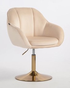 HR2055N Scaun Crem din Catifea cu Bază Aurie