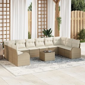 vidaXL Set de canapele pentru grădină 11 pcs Bej Rattan poli