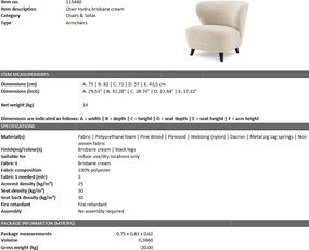 Fotoliu design elegant LUX Hydra, brisbane crem 115460 HZ