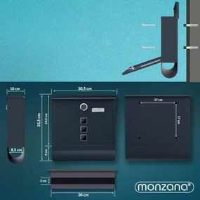 Cutie poștală cu tub pentru ziare POST, 30,5x10x33,5cm, antracit Monzana