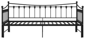 Cadru pat canapea extensibila, negru, 90x200 cm, metal Negru