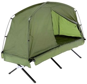 Cort portabil cu pat, structură oțel, verde, anti-insecte, 1
