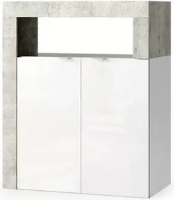 Dulap coloana mediu LC Mobili Italia Hamburg 64x78 cm finisaj alb lucios/gri beton