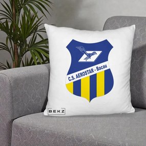 Perna Personalizata CS Aerostar Bacau Fotbal, 40x40 cm, Alb Pufos, Husa Detasabila, Perna Inclusa, BEKZ®