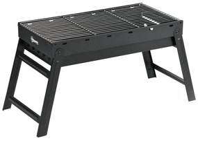Outsunny Grătar la cărbuni de lemn pliabil portabil Grătar BBQ pe picioare cu tava de cărbuni detasabila 74L x 30l x 37H cm | Aosom Romania