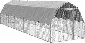 vidaXL Pui de găină cu acoperiș 2,5x10x2,25 m oțel galvanizat