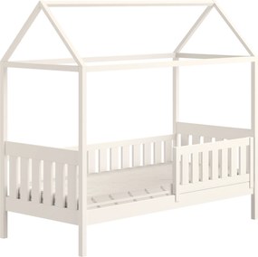 Pat supraetajat tip căsuță Nemos II pentru copii 80x180 cu sertare - culoare alb
