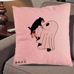Perna Decorativa Caine Rottweiler Fantoma Halloween, 40x40 cm, Roz, Husa Detasabila, Perna Inclusa, BEKZ®