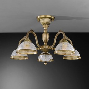 Lustra aplicata cu 5 brate design clasic din alama si sticla 6202