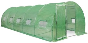 Tunel din folie, cu cadru metalic 3x8m, verde, cu ușa Garden Point