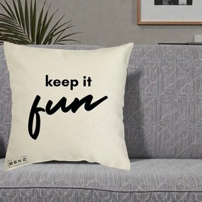 Perna Decorativa Keep It Fun, 40x40 cm, Ecru, Husa Detasabila, Perna Inclusa, BEKZ®