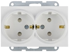 Priza dubla cu impamantare, protectie copii, 16A, IP20, Seashell, Panasonic Karre Plus 55 Soft Touch