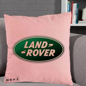 Perna Personalizata cu emblema Land Rover, 40x40 cm, Roz, Husa Detasabila, Perna Inclusa, BEKZ®
