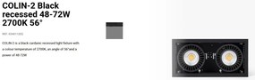 Spot LED incastrabil COLIN-2 Black recessed 48-72W 2700K 56°