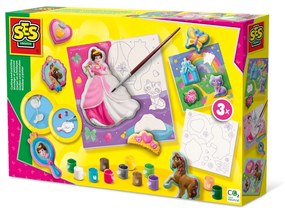 Set creativ de copii cu mulaj si pictura - 3 panze de pictat printese