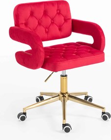 HR8403K Scaun Catifea Roşu Bază Aurie