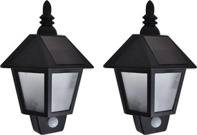 vidaXL Lămpi solare de perete cu senzor de mișcare, 2 buc., negru