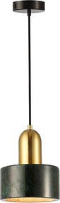 Pendul pe cablu MARBLE 1xE27/60W/230V, auriu/verde cu decor de marmură