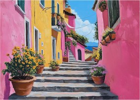 Tablou pe sticlă - Alee roz (70x50 cm)