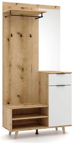 Panou pentru hol cu oglindă SVEN maro/alb