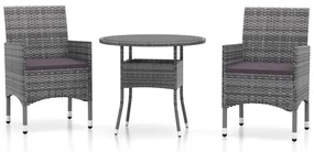 3058479 vidaXL Set mobilier de grădină, 3 piese, gri, poliratan