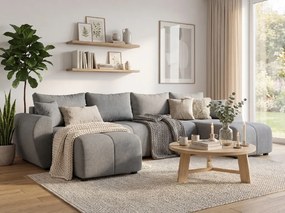 Coltar extensibil in forma de U SEVIO, gri, 311x145 cm + 2 perne GRATUIT