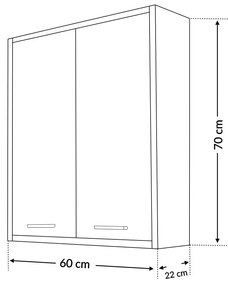 Dulap suspendat Nerva 60 cu 2 uși, ulm rauna