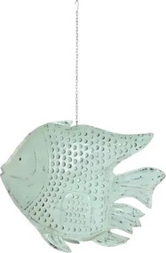 Decorațiune de perete tip pește, stil marin, culoare albastru deschis, din metal, „Blue Reef”