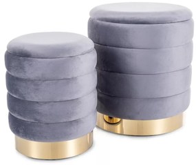 Set 2 tabureti Britta velvet gri Tap.252