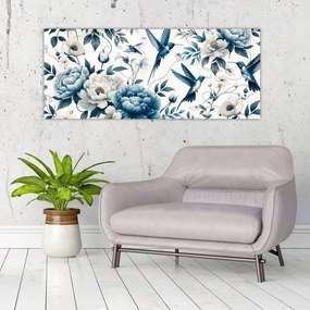 Tablou - Colibri cu flori (120x50 cm)