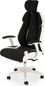 Scaun de birou CHRONO, negru/alb, stofa/piele ecologica, 65x70x120/128