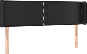 vidaXL Tăblie de pat cu aripioare negru 147x16x78/88cm piele ecologică