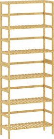 HOMCOM Raft de bambus cu 6 niveluri, cu rafturi reglabile, 60x26x161 cm | Aosom Romania