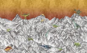Fototapet, Dinosaur Mountain, Volcano, Rebel Walls