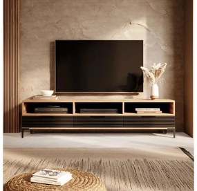 Masă TV Ricko 3D  (stejar natural + negru). 1098750
