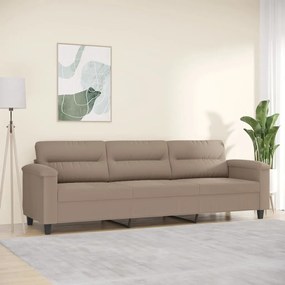 Canapea cu 3 locuri, gri taupe, 210 cm, tesatura microfibra Gri taupe, 240 x 77 x 80 cm