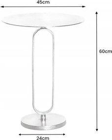 Masuta laterala din aluminiu Elegance 60cm argintiu