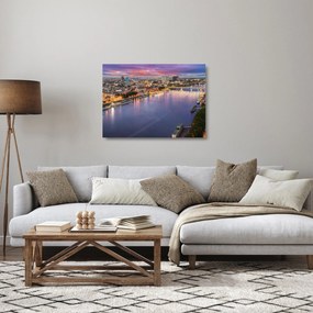 Tablou pe sticlă cu orașul Bratislava cu râu (70x50 cm)